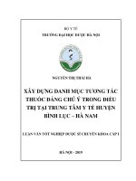 Luận văn Dược sĩ chuyên khoa cấp 1: Xây dựng danh mục tương tác thuốc đáng chú ý trong điều trị tại Trung tâm Y tế huyện Bình Lục – Hà Nam