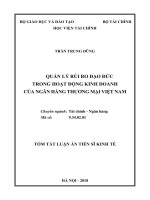 QUẢN LÝ RỦI RO ĐẠO ĐỨC TRONG HOẠT ĐỘNG KINH DOANH CỦA NGÂN HÀNG THƯƠNG MẠI VIỆT NAM. LUẬN ÁN TIẾN SĨ KINH TẾ