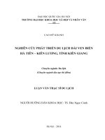 NGHIÊN CỨU PHÁT TRIỂN DU LỊCH DẢI VEN BIỂN. Chuyên ngành: Du lịch. LUẬN VĂN THẠC SĨ DU LỊCH