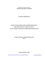 Quản lý hoạt động trải nghiệm trong dạy học môn lịch sử và địa lý lớp 4, 5 ở các trường tiểu học thành phố thái nguyên 