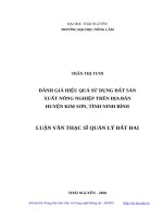 Đánh giá hiệu quả sử dụng đất sản xuất nông nghiệp trên địa bàn huyện kim sơn, tỉnh ninh bình 