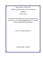 Các nhân tố ảnh hưởng đến việc sử dụng dịch vụ kế toán của các doanh nghiệp nhỏ và vừa trên địa bàn thành phố hồ chí minh 