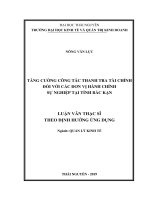 Tăng cường công tác thanh tra tài chính đối với các đơn vị hành chính sự nghiệp tại tỉnh bắc kạn 