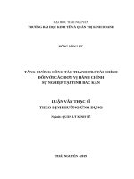 Tăng cường công tác thanh tra tài chính đối với các đơn vị hành chính sự nghiệp tại tỉnh bắc kạn 