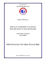 PHÁP LUẬT VỀ HỢP ĐỒNG VẬN CHUYỂN HÀNG HÓA QUỐC TẾ BẰNG ĐƢỜNG BIỂN. LUẬN VĂN THẠC SĨ LUẬT HỌC