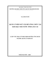 Quản lý đội ngũ cán bộ công chức tại kho bạc nhà nước tỉnh lào cai 