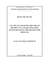 Các yếu tố ảnh hưởng đến chia sẻ tri thức của cán bộ, công chức ngành thanh tra trên địa bàn tỉnh đồng nai 