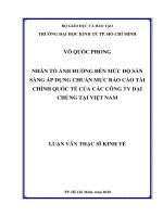 Nhân tố ảnh hướng đến mức độ sẵn sàng áp dụng chuẩn mực báo cáo tài chính quốc tế của các công ty đại chúng tại việt nam 