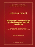 Hoạt động quản lý nguồn nhân lực tại trung tâm Văn hóa điện ảnh tỉnh Đồng Nai (Luận văn thạc sĩ)