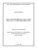ĐẠO LÀM NGƯỜI TRONG TỤC NGỮ, CA DAO VIỆT NAM VÀ Ý NGHĨA HIỆN THỜI CỦA NÓ. LUẬN ÁN TIẾN SĨ