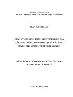 Quản lý chương trình mục tiêu quốc gia xây dựng nông thôn mới tại xã cổ lũng, huyện phú lương, tỉnh thái nguyên 