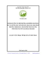 Đánh giá công tác bồi thường, giải phóng mặt bằng dự án đường bắc sơn kéo dài đoạn qua địa phận phường thịnh đán, thành phố thái nguyên, tỉnh thái nguyên giai đoạn 2016 2018 