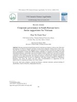 Quản trị công ty cổ phần theo pháp luật Hàn Quốc: Một vài gợi ý cho Việt Nam