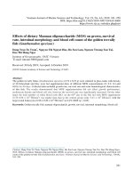 Ảnh hưởng của Mannan oligosaccharide (MOS) đối với sự tăng trưởng, tỷ lệ sống và một số chỉ số huyết học của Cá khế vằn (Gnathanodon specious)