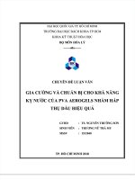 GIA CƯỜNG VÀ CHUẨN BỊ CHO KHẢ NĂNG KỴ NƯỚC CỦA PVA AEROGELS NHẰM HẤP THỤ DẦU HIỆU QUẢ  LUẬN VĂN KỸ THUẬT HÓA HỌC, ĐẠI HỌC BÁCH KHOA