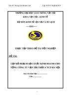 Tiểu luận môn Kinh tế vận tải và du lịch: Lập kế hoạch sản xuất kinh doanh cho tổng Công ty Vận tải thủy - CTCP Hà Nội