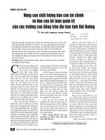 Nâng cao chất lượng báo cáo tài chính và báo cáo kế toán quản trị của các trường cao đẳng trên địa bàn tỉnh Hải Dương