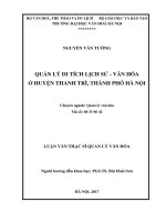 Luan van quản lý di tích lịch sử   văn hóa ở huyện thanh trì, thành phố hà nội