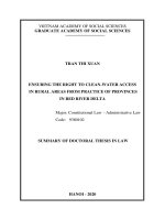 bảo đảm quyền tiếp cận nước sạch ở nông thôn từ thực tiễn các tỉnh đồng bằng sông hồng tt tiếng anh 