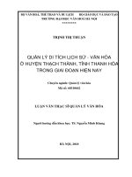 Luan van quản lý di tích lịch sử   văn hóa ở huyện thạch thành, tỉnh thanh hoá trong giai đoạn hiện nay