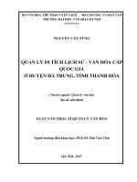 luan van quản lý di tích lịch sử  văn hóa cấp quốc gia ở huyện hà trung, tỉnh thanh hóa