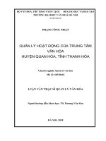 Luan van quản lý hoạt động của trung tâm văn hóa huyện quan hóa, tỉnh thanh hóa