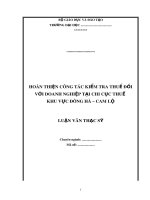 Luận văn Thạc sĩ: Hoàn thiện công tác kiểm tra thuế đối với doanh nghiệp tại Chi cục thuế khu vực Đông Hà – Cam Lộ