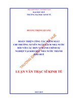 Luận văn thạc sỹ - Hoàn thiện công tác kiểm soát chi thường xuyên đối với các đơn vị hành chính sự nghiệp tại Kho Bạc Nhà Nước Thành phố Huế