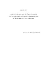 NGHIÊN CỨU ĐẶC ĐIỂM KINH TẾ - XÃ HỘI VÀ TÁC ĐỘNG CỦA THIÊN TAI TỚI ĐIỀU KIỆN KINH TẾ - XÃ HỘI HỘ GIA ĐÌNH .Người thực hiện: TS Nguyễn Thị Hà Thành