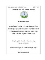 Nghiên cứu các yếu tố ảnh hưởng đến hiệu quả chống kết tập tiểu cầu của clopidohrel trong điều trị hội chứng mạch vành cấp tt 