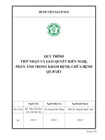 QUY TRÌNH TIẾP NHẬN VÀ GIẢI QUYẾT KIẾN NGHỊ, PHẢN ÁNH TRONG KHÁM BỆNH, CHỮA BỆNH