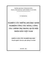 Nghiên cứu những bài học kinh nghiệm công tác đảng, công tác chính trị trong quân đội nhân dân việt nam (2017) 