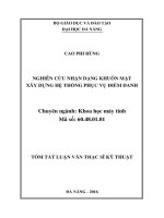 NGHIÊN CỨU NHẬN DẠNG KHUÔN MẶT XÂY DỰNG HỆ THỐNG PHỤC VỤ ĐIỂM DANH. Chuyên ngành: Khoa học máy tính. LUẬN VĂN THẠC SĨ KỸ THUẬT