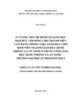 Tư tưởng hồ chí minh về giáo dục đạo đức lối sống cho thanh niên vận dụng cho việc giáo dục cho sinh viên ngành giáo dục quốc phòng và an ninh ở trung tâm giáo dục quốc phòng và an ninh   trường đại học sư phạm hà nội 2 (2017) 