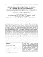 Speaking learning strategies employed by English-majored sophomores at college of foreign economic relations