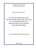 Tổ chức hoạt động nhận thức cho học sinh qua khai thác các chức năng của tình huống thực tiễn trong dạy học toán ở trường trung học phổ thông 