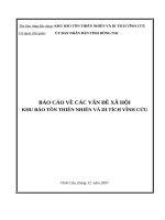 BÁO CÁO VỀ CÁC VẤN ĐỀ XÃ HỘIKHU BẢO TỒN THIÊN NHIÊN VÀ DI TÍCH VĨNH CỬU