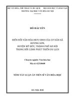 BIẾN ĐỔI VĂN HÓA MƯU SINH CỦA CƯ DÂN TRONG BỐI CẢNH PHÁT TRIỂN DU LCH. LUẬN ÁN TIẾN SĨ VĂN HÓA
