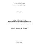 QUẢN LÝ BỒI DƯỠNG NĂNG LỰC CHO TỔ TRƯỞNG CHUYÊN MÔN Ở TRƯỜNG TRUNG HỌC PHỔ THÔNG. LUẬN VĂN THẠC SĨ QUẢN LÝ GIÁO DỤC