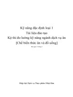 Tài liệu đào tạo Kỳ thi đo lường kỹ năng ngành dịch vụ ăn uống