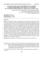 Xác định hàm lượng polyphenol, flavonoid và hoạt tính kháng oxy hóa của cao chiết từ vạn thọ (Tagetes erecta L.) hoa vàng và hoa cam