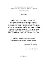 Biện pháp nâng cao chất lượng tổ chức hoạt động giáo dục giá trị sống, kỹ năng sống cho sinh viên ngành giáo dục quốc phòng và an ninh ở trường đại học sư phạm hà nội 2 (2017) 