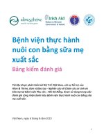 Bệnh viện thực hành nuôi con bằng sữa mẹ xuất sắc. Bảng kiểm đánh giá
