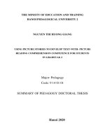 Phát triển năng lực đọc hiểu văn bản có hình ảnh cho học sinh lớp 1, 2 qua sử dụng truyện tranh tt tiếng anh 