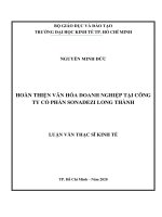 Hoàn thiện văn hóa doanh nghiệp tại công ty cổ phần sonadezi long thành 