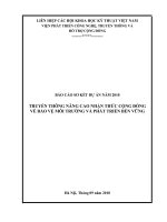 TRUYỀN THÔNG NÂNG CAO NHẬN THỨC CỘNG ĐỒNGVỀ BẢO VỆ MÔI TRƯỜNG VÀ PHÁT TRIỂN BỀN VỮNG