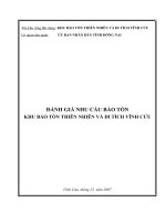 ĐÁNH GIÁ NHU CẦU BẢO TỒNKHU BẢO TỒN THIÊN NHIÊN VÀ DI TÍCH VĨNH CỬU