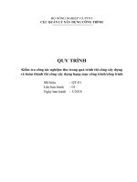 QUY TRÌNHKiểm tra công tác nghiệm thu trong quá trình thi công xây dựngvà hoàn thành thi công xây dựng hạng mục công trình/công trình