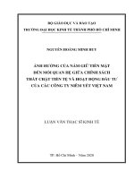 Ảnh hưởng của nắm giữ tiền mặt đến mối quan hệ giữa chính sách thắt chặt tiền tệ và hoạt động đầu tư của các công ty niêm yết việt nam 