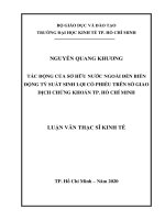 Tác động của sở hữu nước ngoài đến biến động tỷ suất sinh lợi cổ phiếu trên sở giao dịch chứng khoán tp  hồ chí minh 